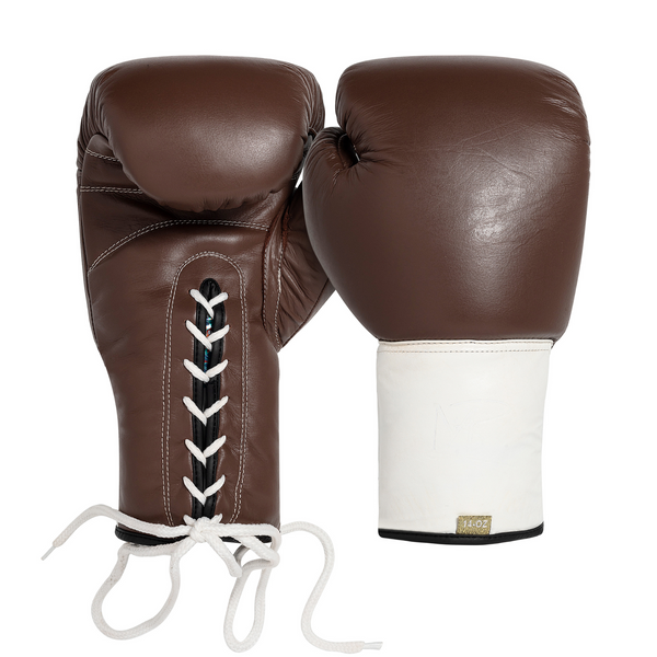 Maroon Bell Laced Up Buffalo Leather Boxing Gloves